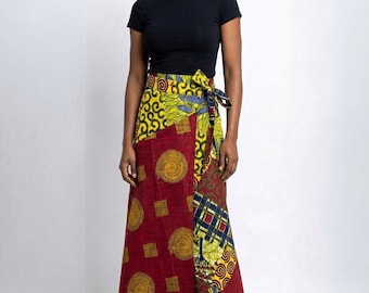 Ankara Wax Print Maxi Skirt: High Waist African Design. NDIDI