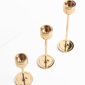 Brass Candlesticks Set of 3 Candle Holders Gold Taper Candle Holder Decorative Tapered Candle Holders Wedding Decoration Modern candlesticks