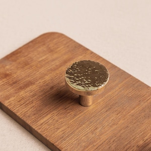 Hammered Brass Cabinet Knob: Modern Round Drawer Pull