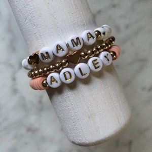 Personalized name custom beaded bracelet/ heishi 6mm clay beads
