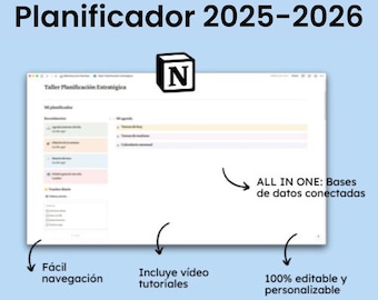 Notion template in Spanish. Personal planner for your best year yet. 2025-2026 academic year.