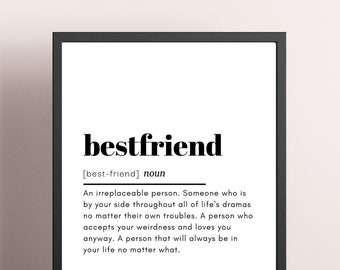 Best Friend Print Gift | Bestie Gift | Bestie Birthday Gift | Best Friend Definition | Birthday Gift For Her | Friendship Quote