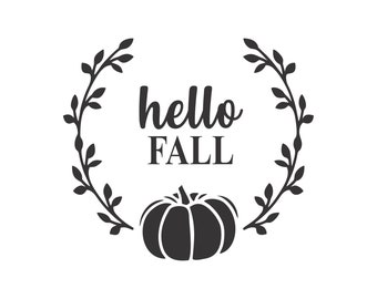Hello fall svg, fall wreath svg, autumn svg, fall leaves svg, pumpkin wreath svg