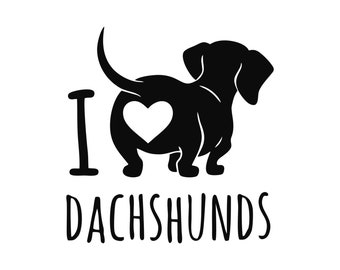 Dachshunds svg, corazón svg, archivo de corte de silueta, descarga digital, perro svg, plantilla de corte