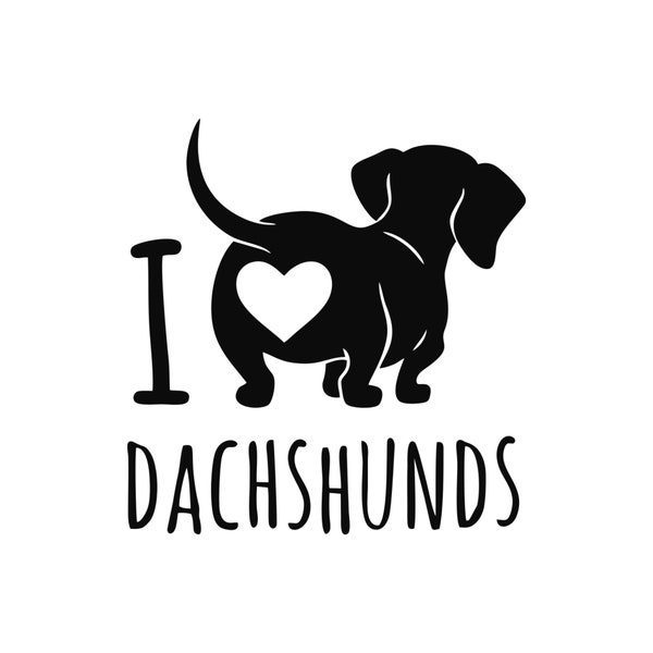 Teckels svg, hart svg, silhouetsnijbestand, digitale download, hond svg, snijsjabloon