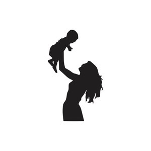 Madre y bebé svg, descarga digital, svg, png, clipart, archivo de corte de silueta, madre svg, bebé svg