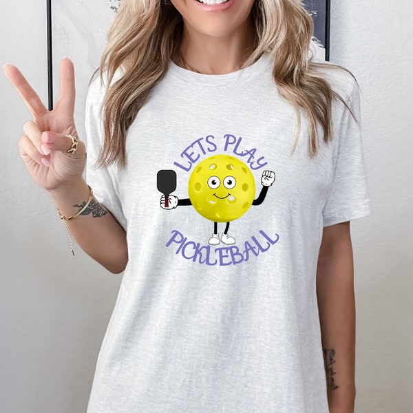 Pickleball tee,pickle ball t-shirt,sport tshirt,saying shirt,cool trendy comfortable,graphic top,cotton mix,play paddle,yelllow pickleballs