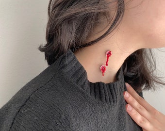 vampire bite vamp choker bloody necklace gothic choker dracula handmade jewelry