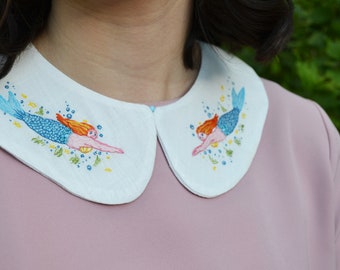 Mermaids embroidery beaded collar choker  little mermaid underwater fish pin mermaidtail