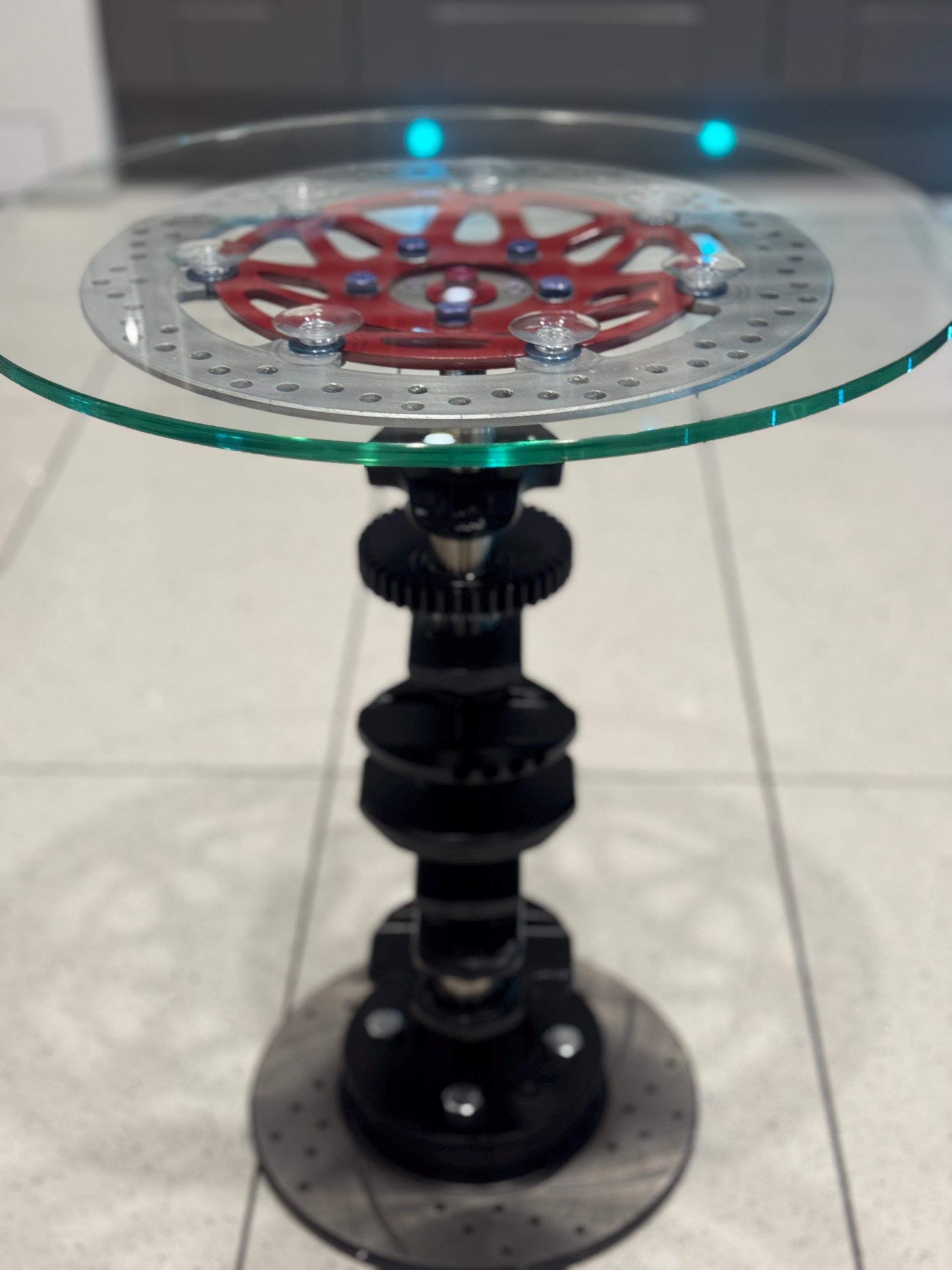 Tavolino rotondo da salotto base vetro fumè e piano verniciato nero Tiglio 60x60x43H