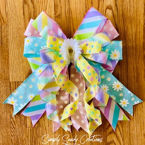 Pastel Colored Spring Ribbon Bow Tree Topper Bow Lantern Bow Wreath Bow Mailbox Bow Gift Bow
