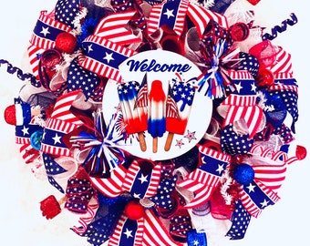 Patriotic Wreath Fourth of July Red White and Blue Fireworks Frozen Treats & Fun