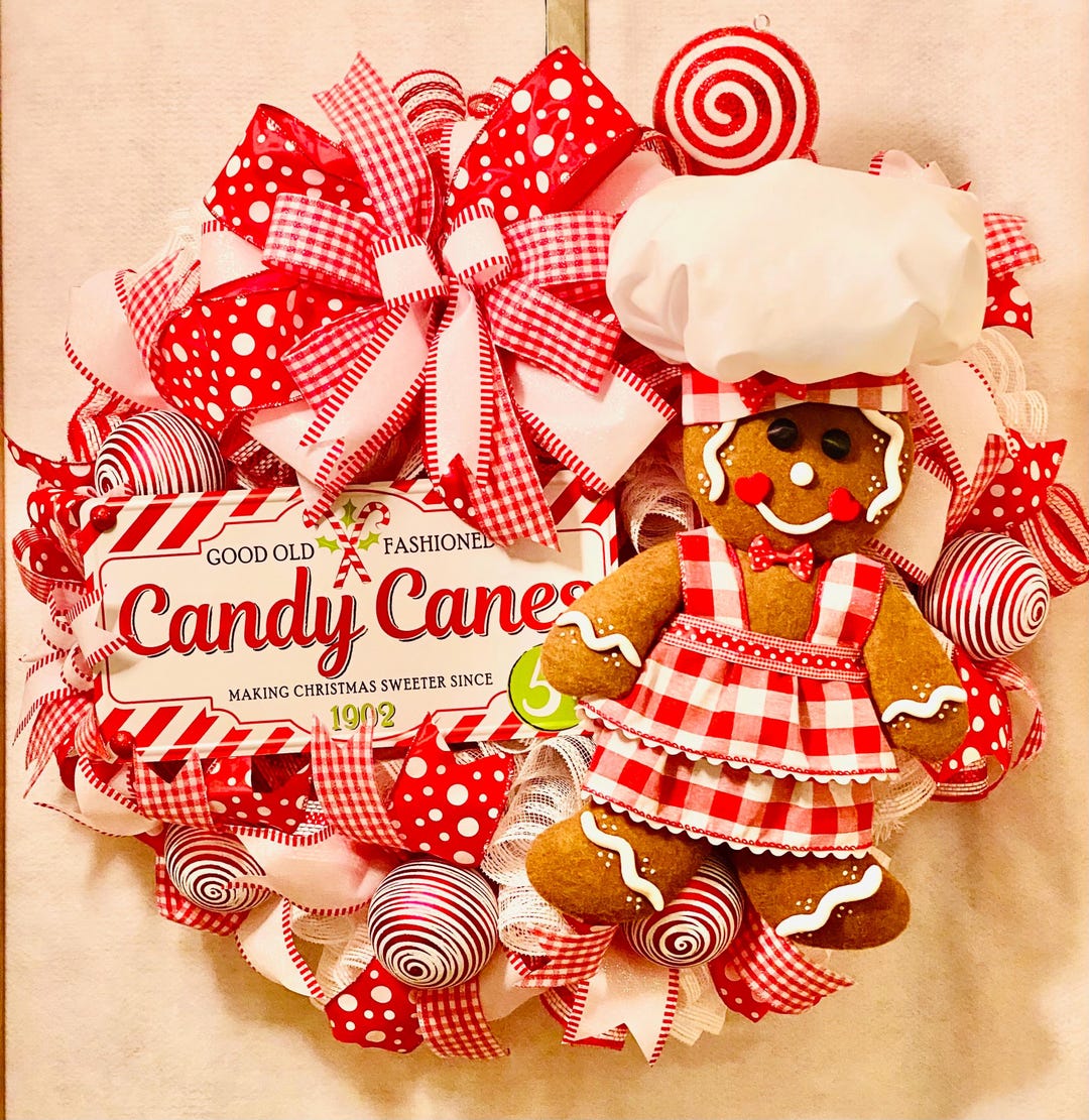 Gingerbread Chef Girl Christmas Wreath Door Decor - Etsy