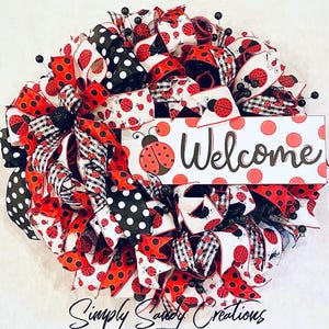 Lovely Ladybug Welcome Wreath Door Decor