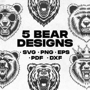 Bear SVG Cut Files, Bear SVG, Bear Head SVG, Bear Animals Clipart, Printable Clipart, Bear Clipart, Svg Cricut, Bear Svg Cricut, dxf.