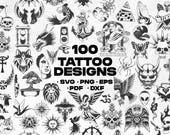 100 Unique Tattoo Design – Perfect for Cricut & Silhouette |  Tattoo SVG | Tattoo Design | Tattoo Flash | Traditional Tattoo | Minimalist.