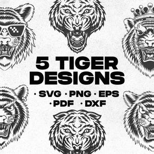 Tiger SVG Schnittdateien, Tiger SVG, Tiger Kopf SVG, Tiger Tiere Clipart, druckbare Clipart, Tiger Clipart, svg Cricut, Tiger-Shirt, dxf.