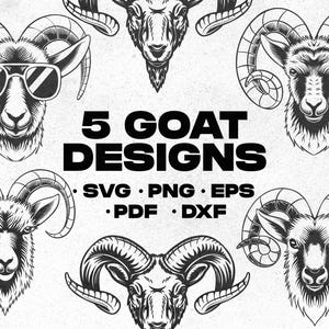 Goat SVG Cut Files, Goat SVG, Goat Head SVG, Goat Animals Clipart, Printable Clipart, Goat Clipart, Svg Cricut, Goat Svg Cricut, dxf.