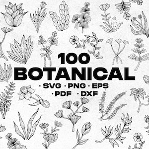 100 Botanical Files – Perfect for Cricut & Silhouette |  Botanical SVG | Floral SVG | Wedding Svg | Floral Bouquet | Digital Download.