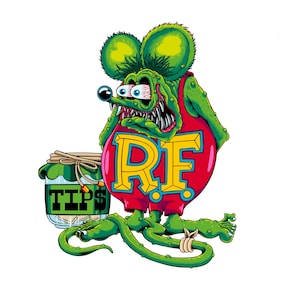 Ratte Fink PNG - Hot Rod Monster Clipart, Retro Kustom Kulture Art, digitaler Download für DIY-Projekte, Sublimation und Druck