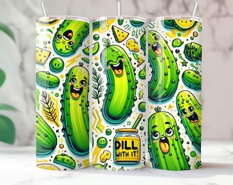 Vaso para encurtidos de 20 oz con pajitas