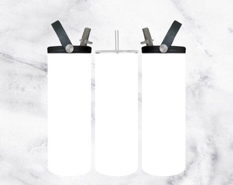 20oz Skinny Tumbler Mockup: Full Wrap, Dual Lid (PNG File)