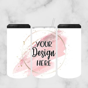 Can Cooler Mockup with straw lid