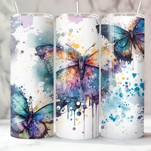 20 oz vlinderbeker met rietjes, cadeau vlinderliefhebber, vlindercadeau voor vrouwen, vlinderreisbeker, cadeau voor haar