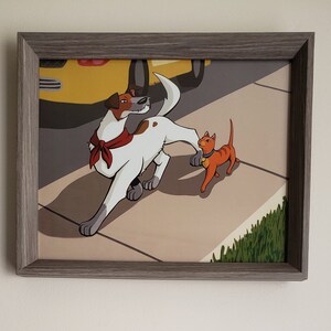 Oliver and Company Fanart, Disney Lovers Wall Art, Home Decor, Digital Print, Cat and Dog Illustration