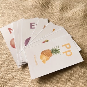 Printable Alphabet Flash Cards with Fruits and Vegetables - Educational ABC Flashcards for Kids - Learning and Classroom Decor