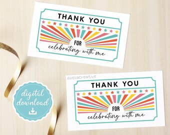 Movie Party printable gift tags, Instant download, Movie Night favor tags, Thank you for celebrating with me, Movie Birthday party tags