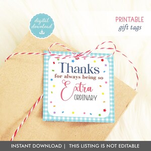 Staff Appreciation printable gift tags, Instant Download, Thanks for always being so extra ordinary, Teacher Nurse appreciation tags