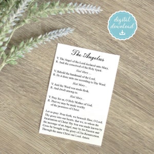 The Angelus Prayer printable card, Instant Download, Catholic Prayer printable cards, The Angel of the Lord declared unto Mary