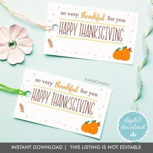 Happy Thanksgiving tags, Instant download, printable Thanksgiving gift tags, So thankful for you tags, Fall autumn vibes