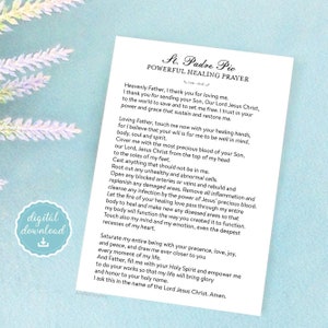 Padre Pio Healing Prayer printable card, Instant Download, The Most Powerful Healing Prayer By St. Padre Pio, Catholic Prayer