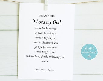 St. Thomas Aquinas Quote wall art, Instant Download, Printable Catholic Saint Thomas Aquinas A Mind to know you, Catholic prayers art