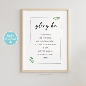 Glory Be Wall Art, Instant Download, Catholic Prayer, Printable Glory Be Prayer, Christian Home decor, Rosary printable art