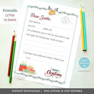 Printable Letter to Santa Claus Instant Download North Pole - Etsy