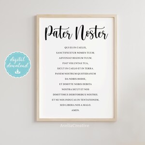 Pater Noster Printable Wall Art, Instant Download, Our Father in Latin, The Lord&#39;s Prayer Latin wall art, Catholic Prayers Scripture art