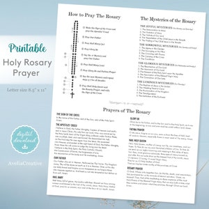 How to pray the Rosary, Instant Download, Printable Holy Rosary Prayer, how to pray Rosary, Rosary Prayer, Prayers of the Rosary