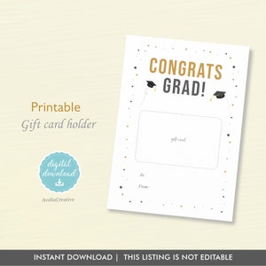 Graduation gift card holder, Instant Download, Printable Congrats Grad blank card holder, Students graduate gift card holder