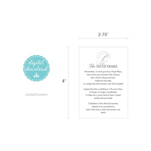 Printable Prayer Card the Memorare, Instant Download, Catholic Prayer ...