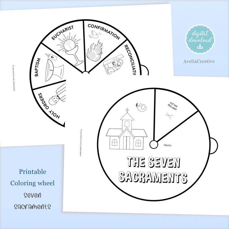 Seven Sacraments Printable Coloring Wheel, Instant Download, Kids ...