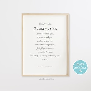St. Thomas Aquinas Quote wall art, Instant Download, Printable Catholic Saint Thomas Aquinas A Mind to know you, Catholic prayers art