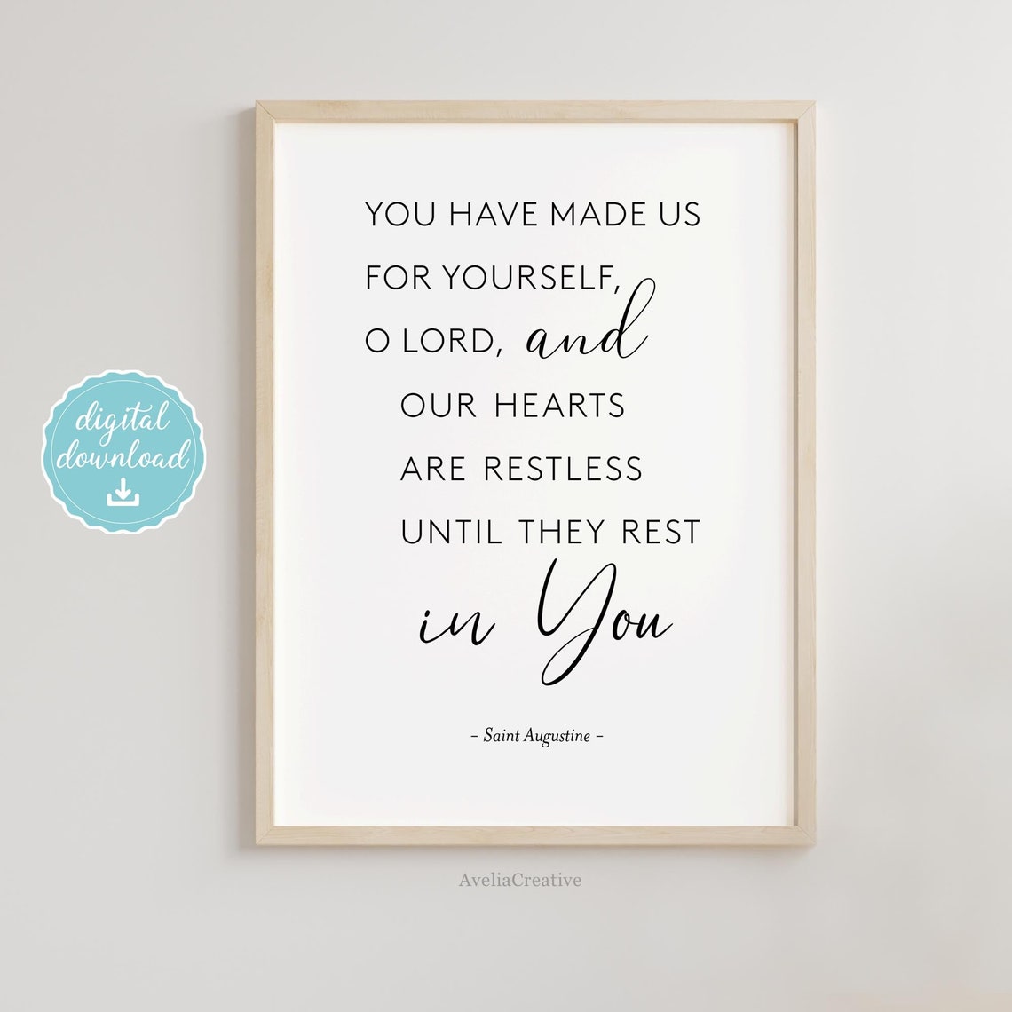 St. Augustine Quote Printable Wall Art, Instant Download, Our Hearts ...