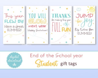 Student printable gift tags, Instant Download, printable students favor tags, end of the school year gift tags for student