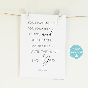 St. Augustine Quote Printable Wall Art, Instant Download, Our Hearts ...