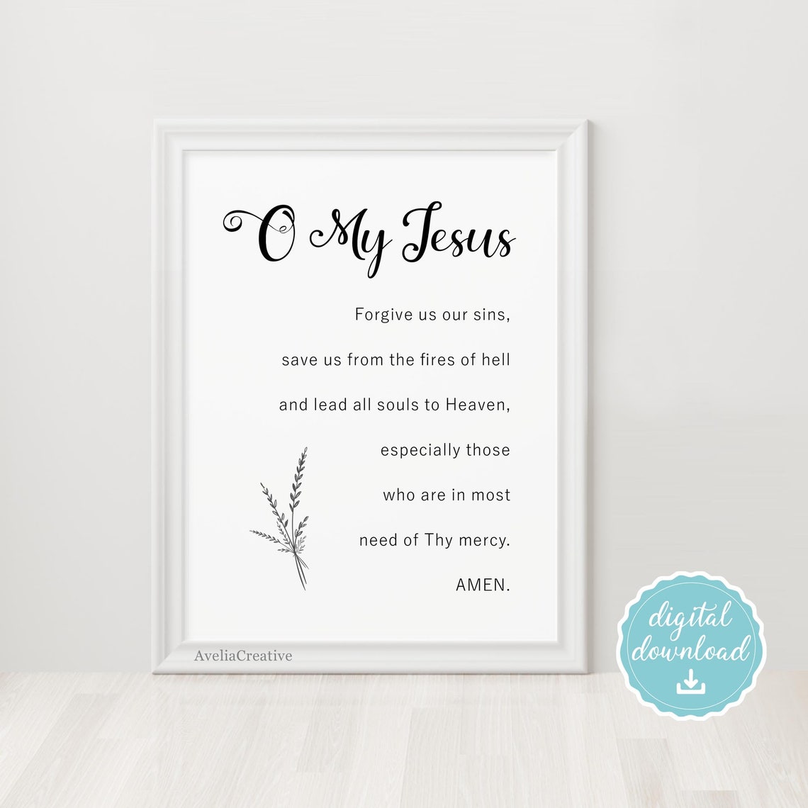 Fatima Prayer Printable Wall Art, Instant Download, Catholic Prayer O ...