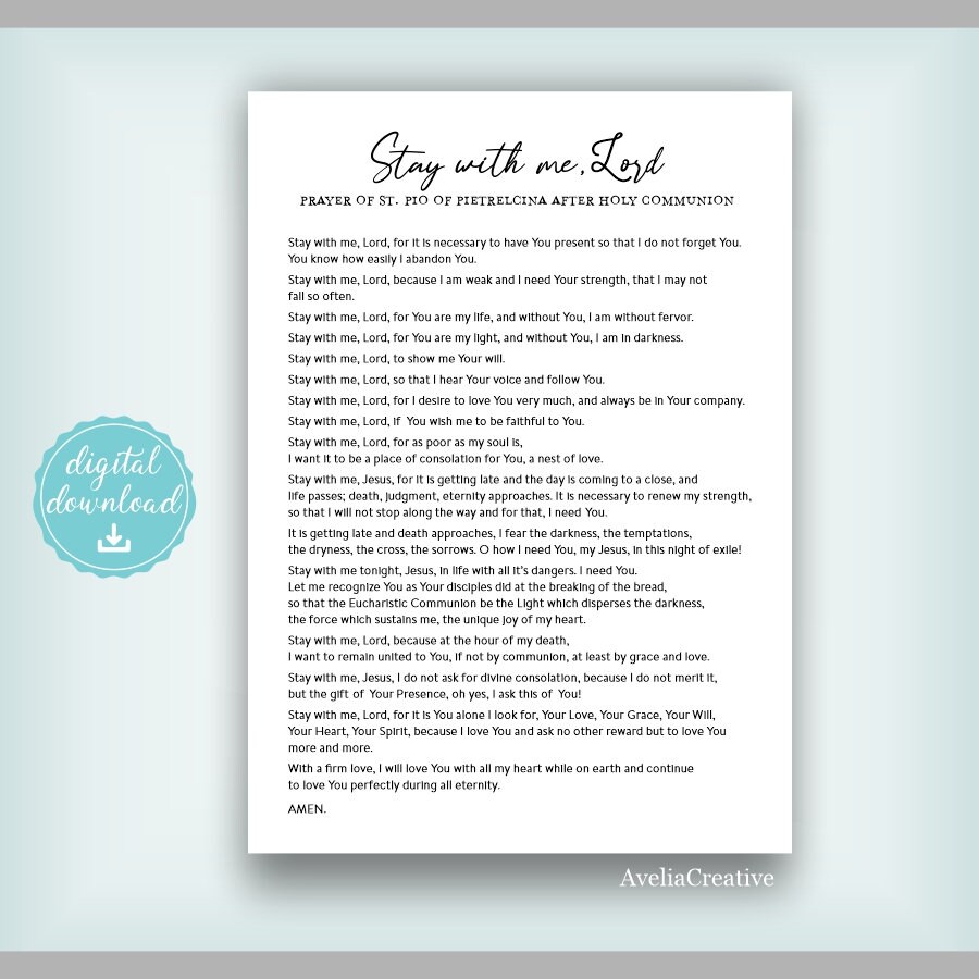 Stay With Me Lord Printable Prayer Card, Instant Download, Prayer Card ...
