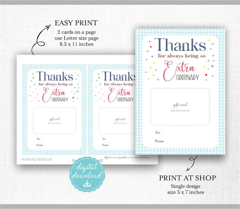 Printable Gift Card Holder Instant Download Thanks for - Etsy